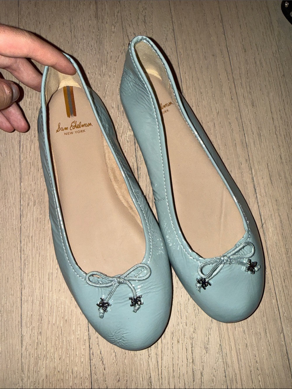 Sam Edelman Pale Blue Leather Ballet Flats with Bow Never Worn